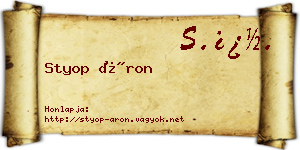 Styop Áron névjegykártya